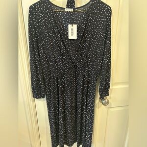 Petite Assembly Navy Faux wrap dress